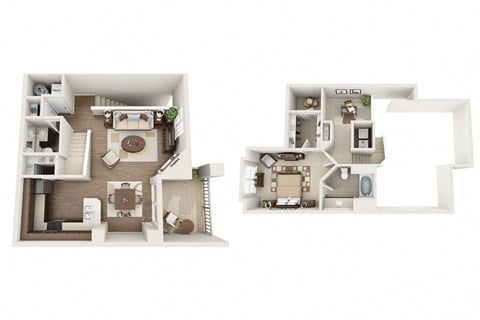 Floor plan for 1 bed, 1.5 baths, 1025 sqft